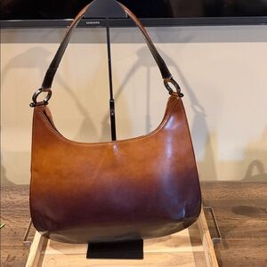 Salvatore Ferragamo Brown Ombre Leather Shoulder Bag with Black Strap